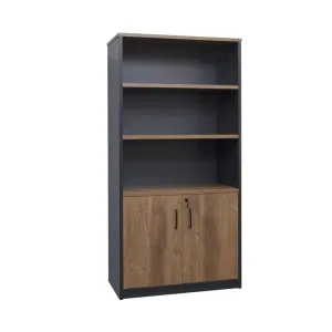 GP Office 2 Door Cabinet with 3 Open Shelves - Regal Walnut thumbnail 2