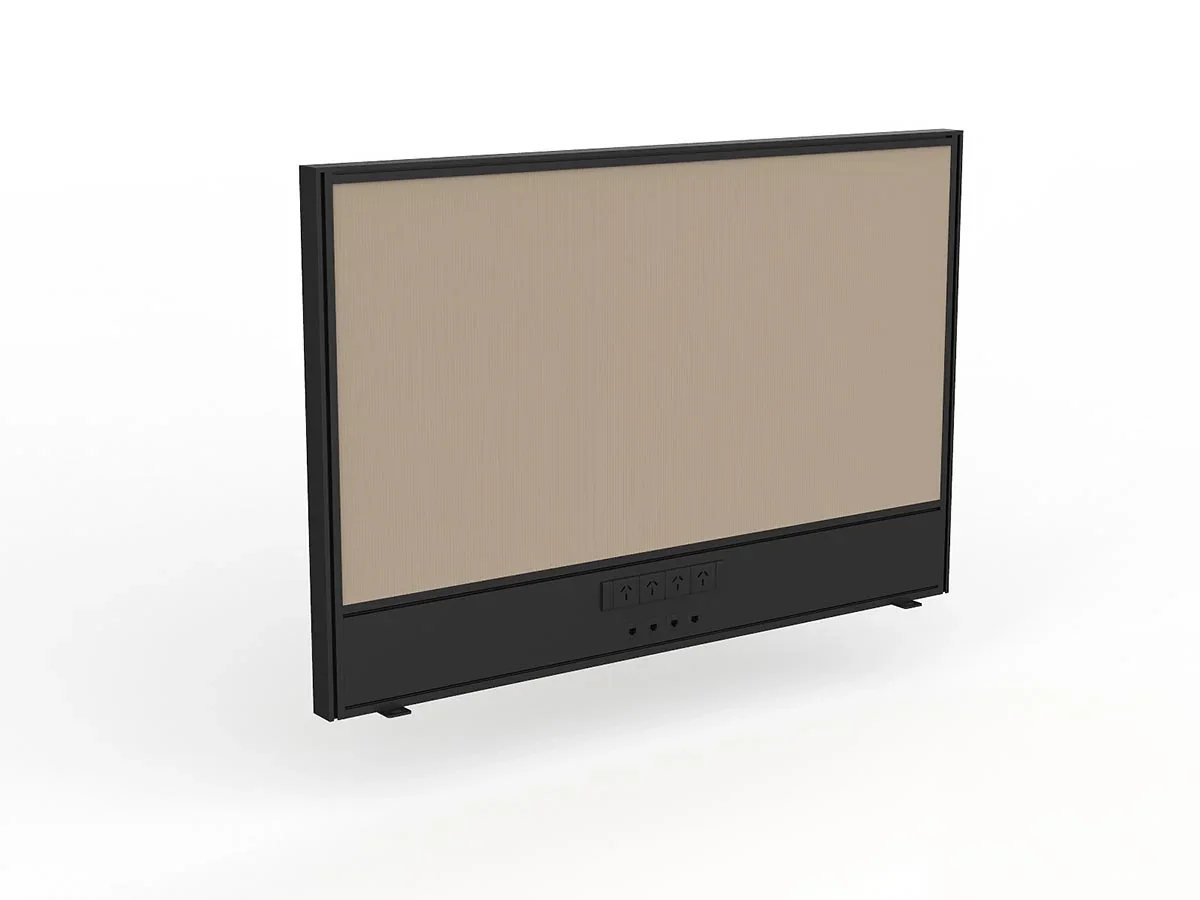OL Studio Screen with Ducting for Agile Shared Desk – Breath Fabric with Black Frame