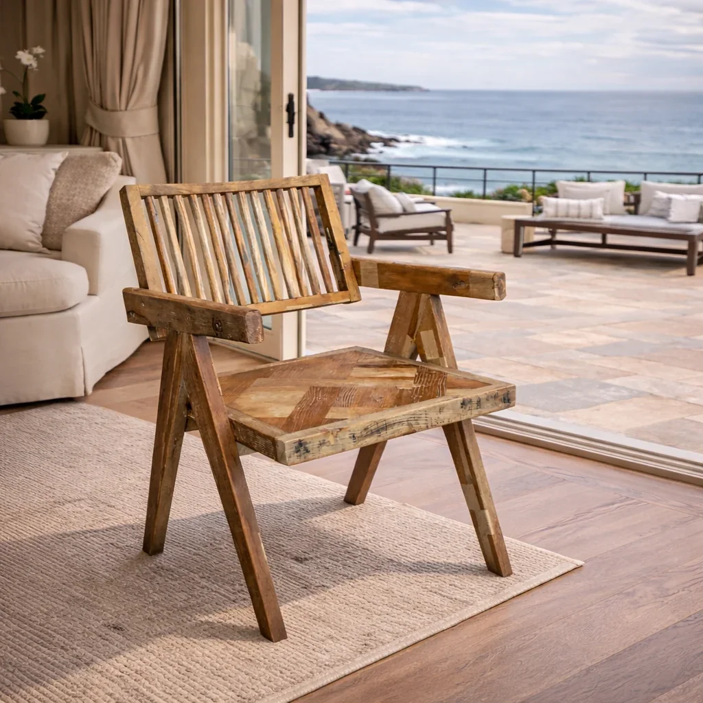MF Morocco Carver Solid Timber Parquetry Seat Dining Chair