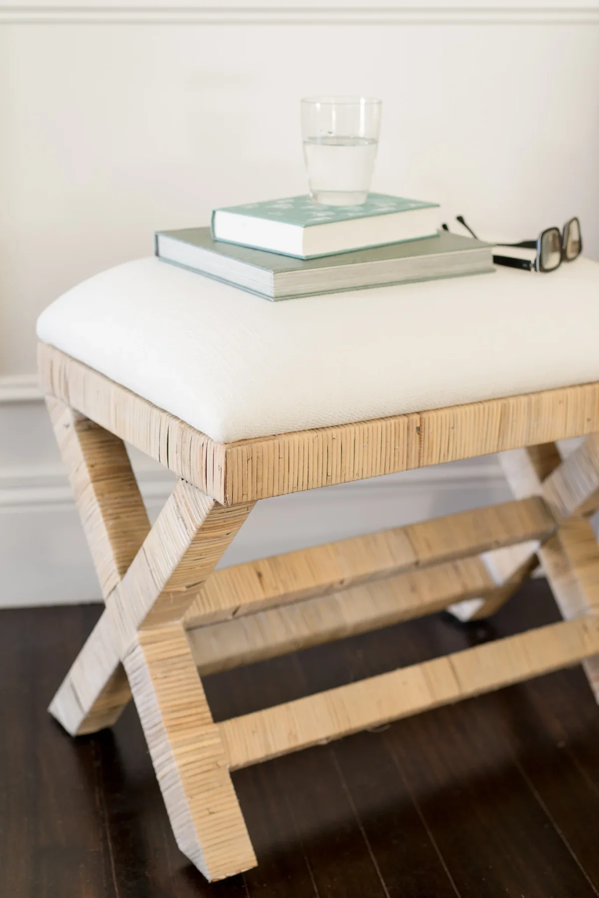 CR Renoir Natural Rattan Fabric Upholstered Bench