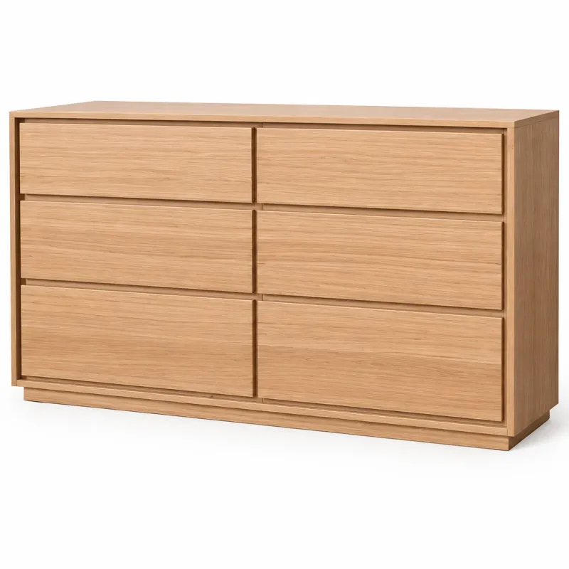 MD Moni Solid Timber Low Chest with 6 Drawers