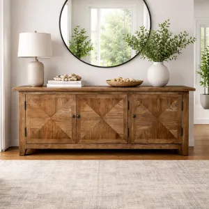 MF Recycled Timber Parquetry Style 3 Door TV Unit thumbnail 2