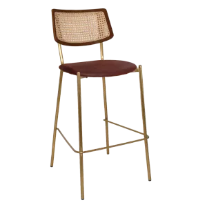 EZ Texas Metal Leg Rattan Back Barstool - Light Walnut thumbnail 14
