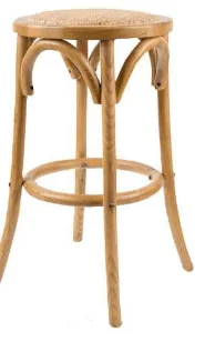 VI Cafe Timber Framed Rattan Seat Kitchen Stool