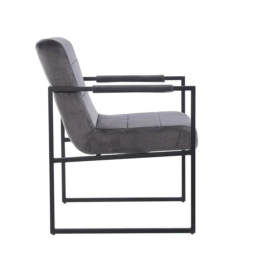 VI Conrad Velvet Upholstered Black Metal Legs Dining Chair