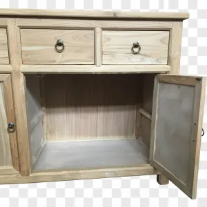 MF Chinese Antique Reproduction Recycled Timber 2 Door 4 Drawer Sideboard thumbnail 5
