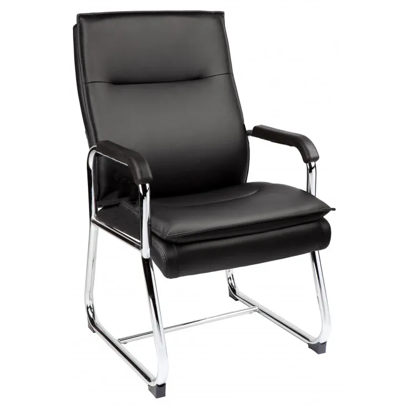 MA Rav 4 Chrome Sled Base PU Leather Upholstered Visitor Chair