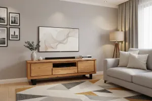 VI Elba Solid Timber Metal Base 2 Door 1 Drawer Entertainment Unit thumbnail 3
