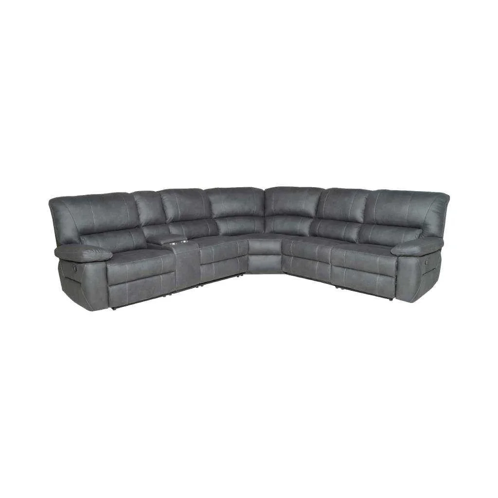 VI Jersey Fabric Upholstered 5 Seater Corner Modular Recliner Lounge