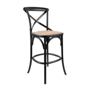 VI Cafe Timber Framed Rattan Seat Bar Stool thumbnail 1
