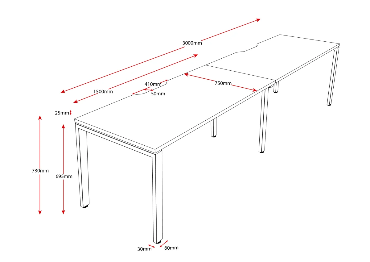 RL Infinity Profile Leg Single Sided System Desk