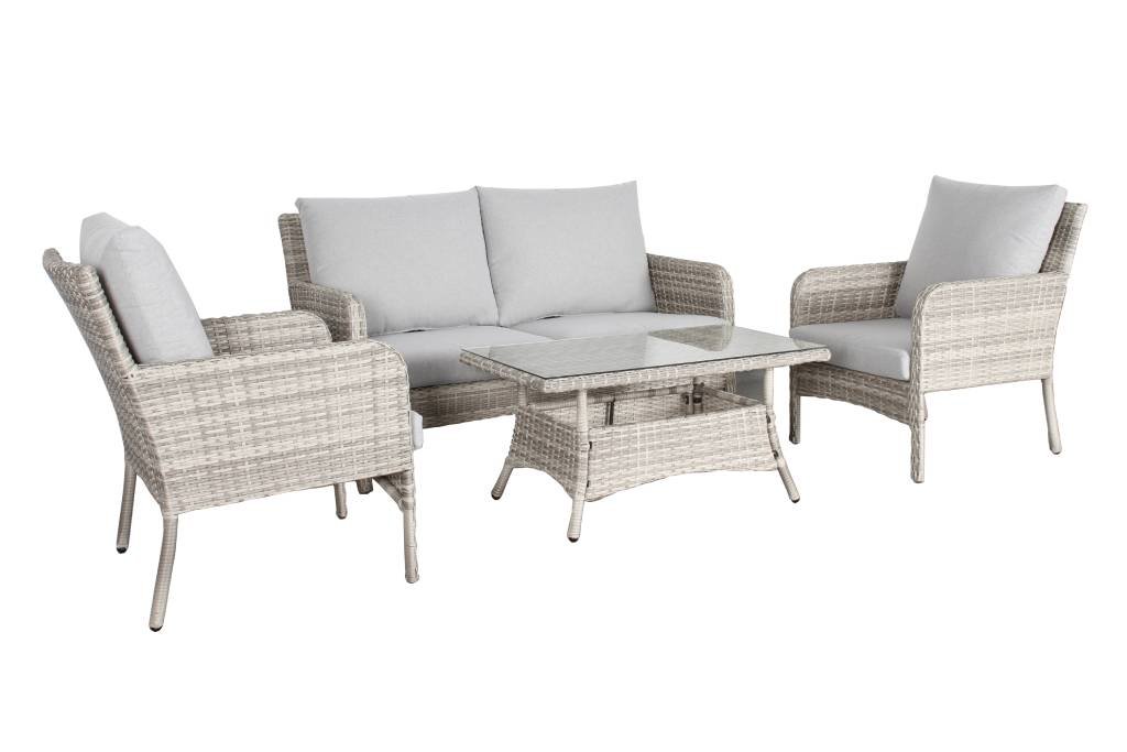 VI Priestly Wicker 4 Piece Outdoor Sofa and Coffee Table Set