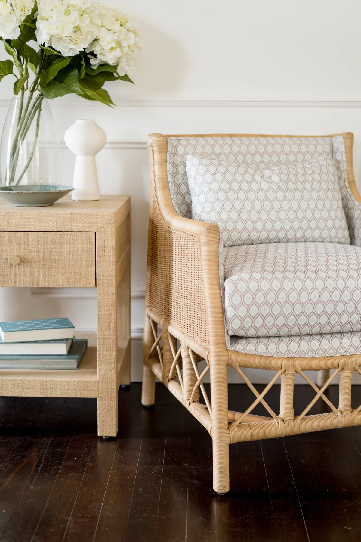CR Rabana Natural Rattan Fabric Upholstered Armchair
