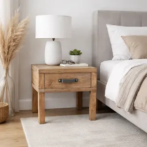 MF Recycled Elm Timber 1 Drawer Lamp Table thumbnail 3