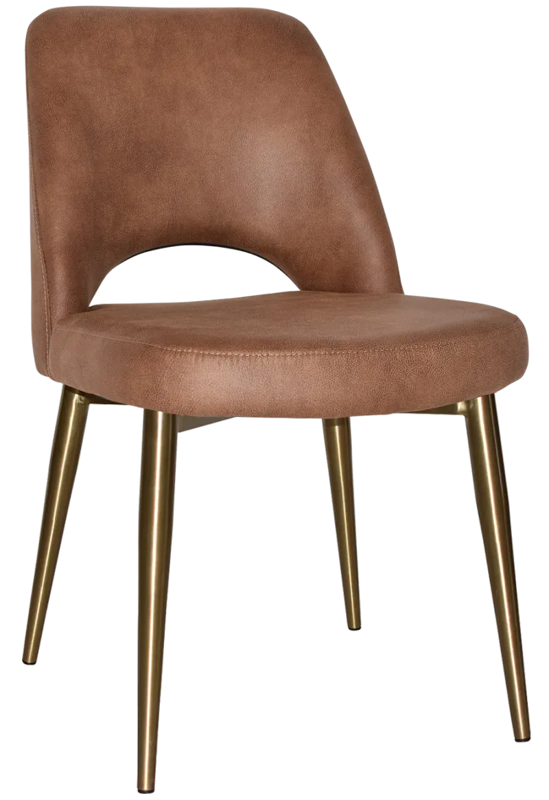 EZ Albury Brass Colour Stainless Steel Leg Upholstered Hospitality Dining Chair