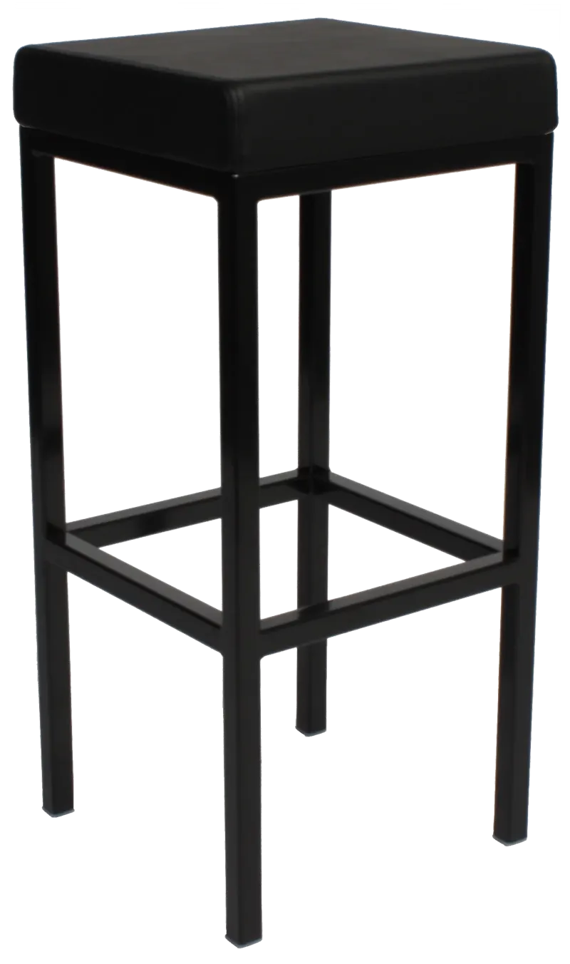 EZ London Black Metal Leg Vinyl Seat Barstool
