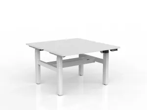 OL Agile 2 Column Electric Height Adjustable Shared Desk White Top White Frame thumbnail 8