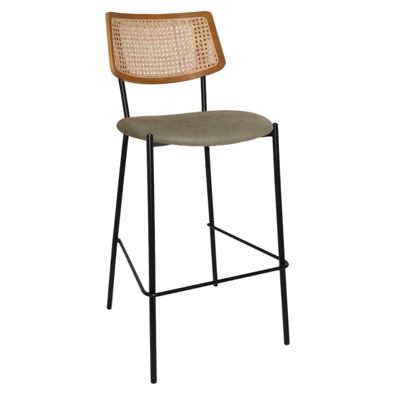 EZ Texas Metal Leg Rattan Back Barstool - Light Oak