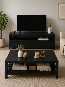 CR Evan Solid Timber Coffee Table with Shelf thumbnail 4