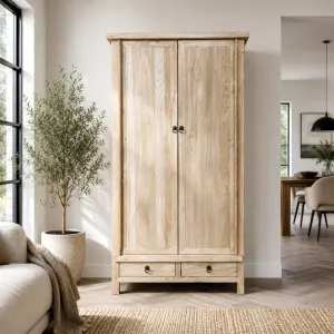 MF Chinese Antique Recycled Elm Timber 2 Door 2 Drawer Cabinet thumbnail 2