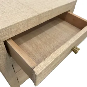 CR Kagu Solid Timber Raffia Finish 3 Drawer Bedside Table thumbnail 7