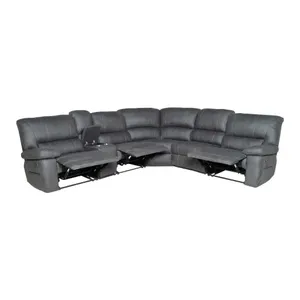 VI Jersey Fabric Upholstered 5 Seater Corner Modular Recliner Lounge thumbnail 7