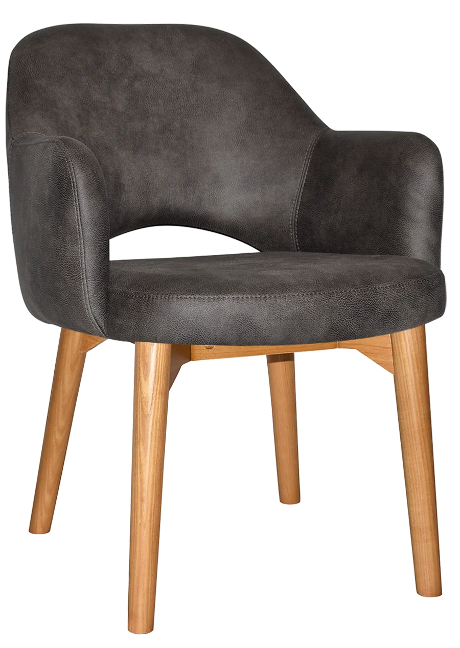 EZ Albury Solid Timber Oak Stained Upholstered Hospitality Dining Armchair