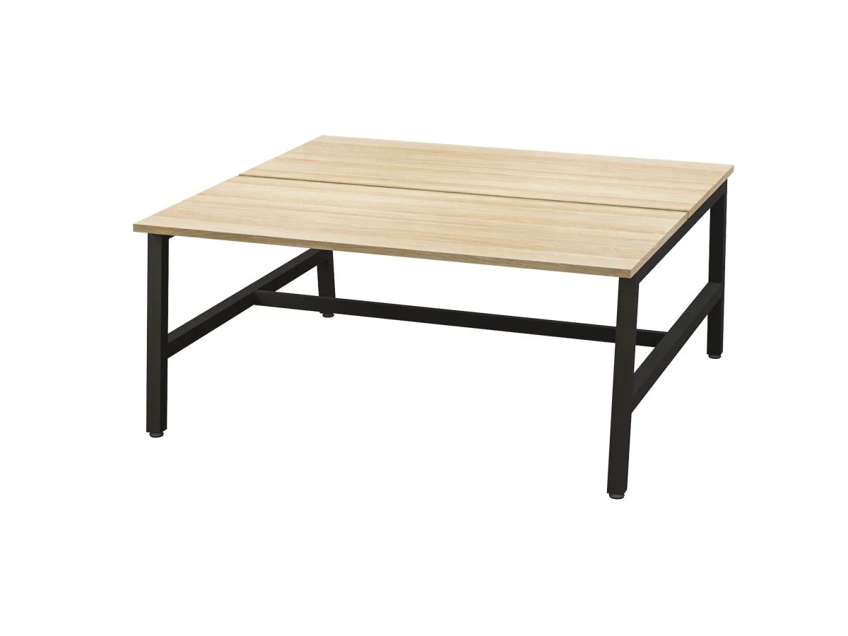 OL Axis Trestle 2 User Bench – Oak Top with Black Frame