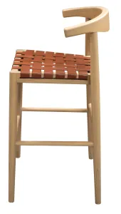 CT Elliot Genuine Leather Seat Timber Base Barstool - Set of 2 thumbnail 2