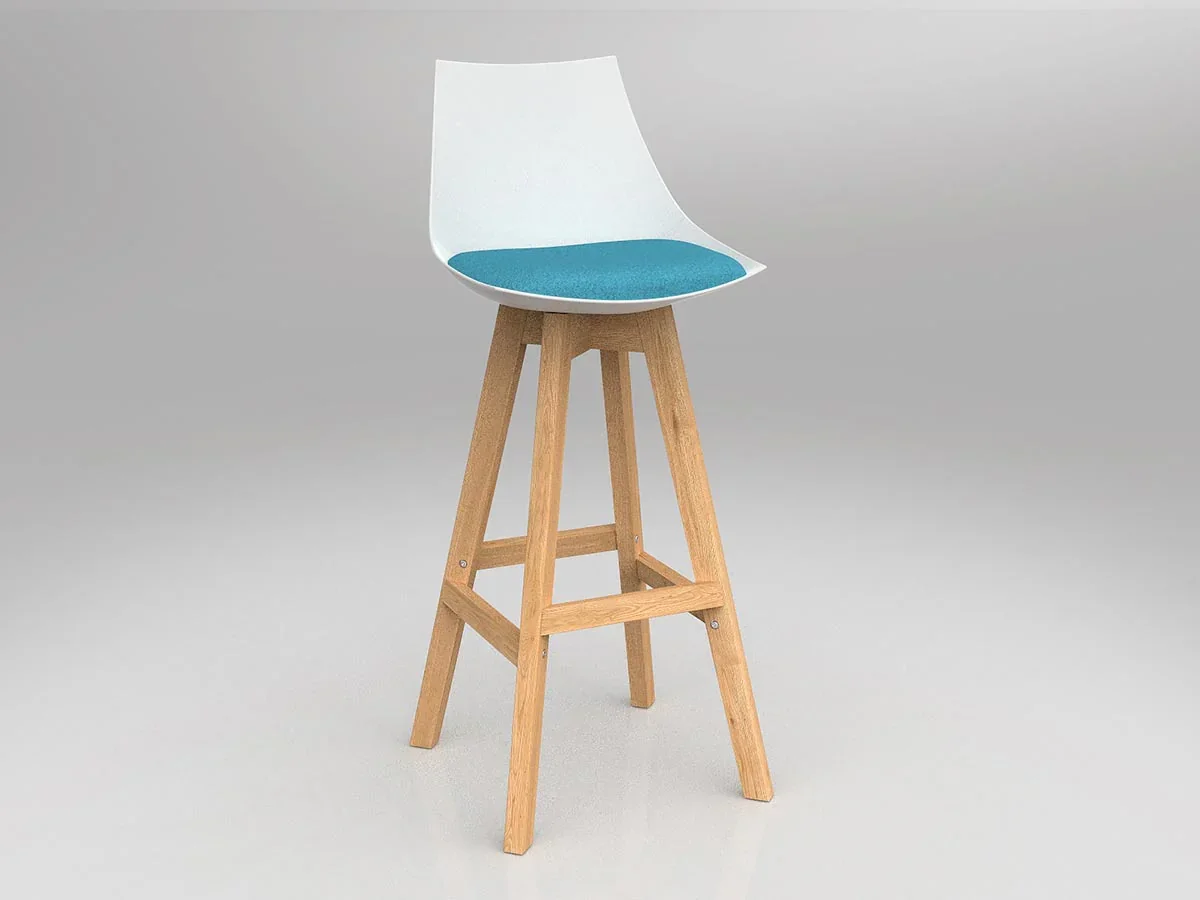 OL Luna Oak Timber Leg White Shell Barstool