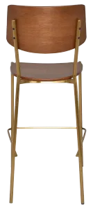 EZ Texas Brass Leg Barstool with Light Walnut Veneer Back thumbnail 2