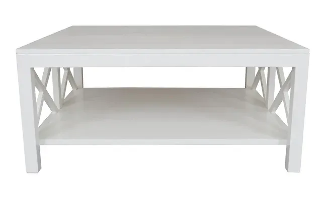 DA Catalina Square Coffee Table with Shelf – White
