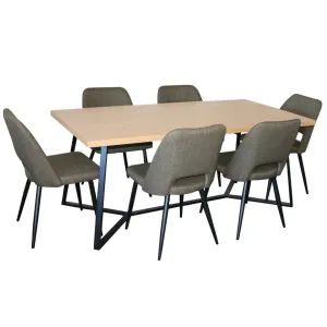 BT April 7 Pce Dining Table with Zara Chair Febric Set thumbnail 2