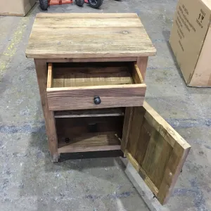 MF Recycled Elm Timber 1 Drawer 1 Door Bedside Cabinet thumbnail 9