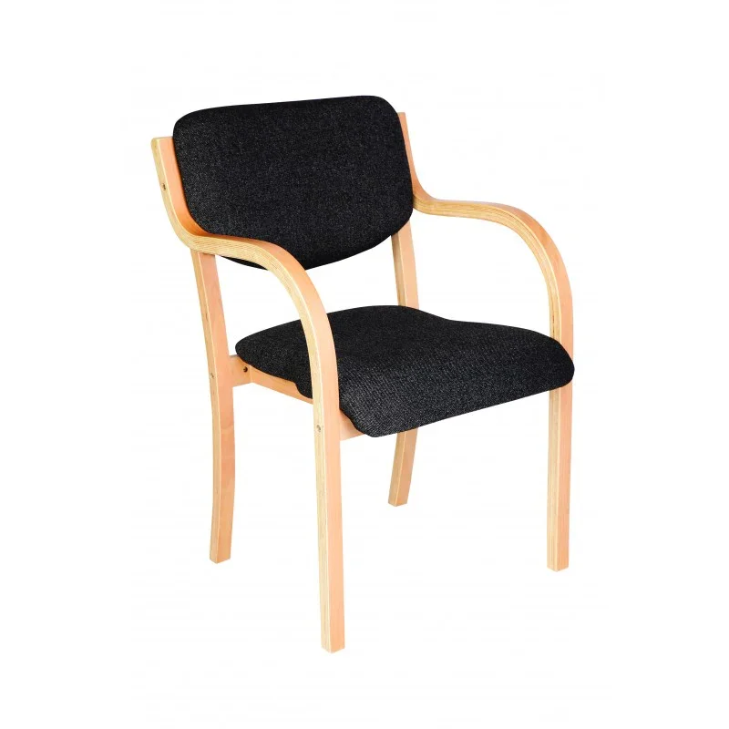 MA Woodtech Fabric or Vinyl Upholstered Stackable Visitor Armchair