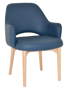 EZ Albury Solid Natural Stained Timber Upholstered Hospitality Dining Armchair - XL thumbnail 1