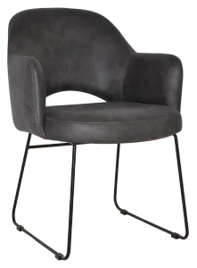 EZ Albury Black Metal Sled Base Upholstered Hospitality Dining Armchair thumbnail 1