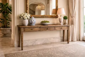 MF Parquetry Recycled Elm Timber 3 Drawer Hall Table thumbnail 3