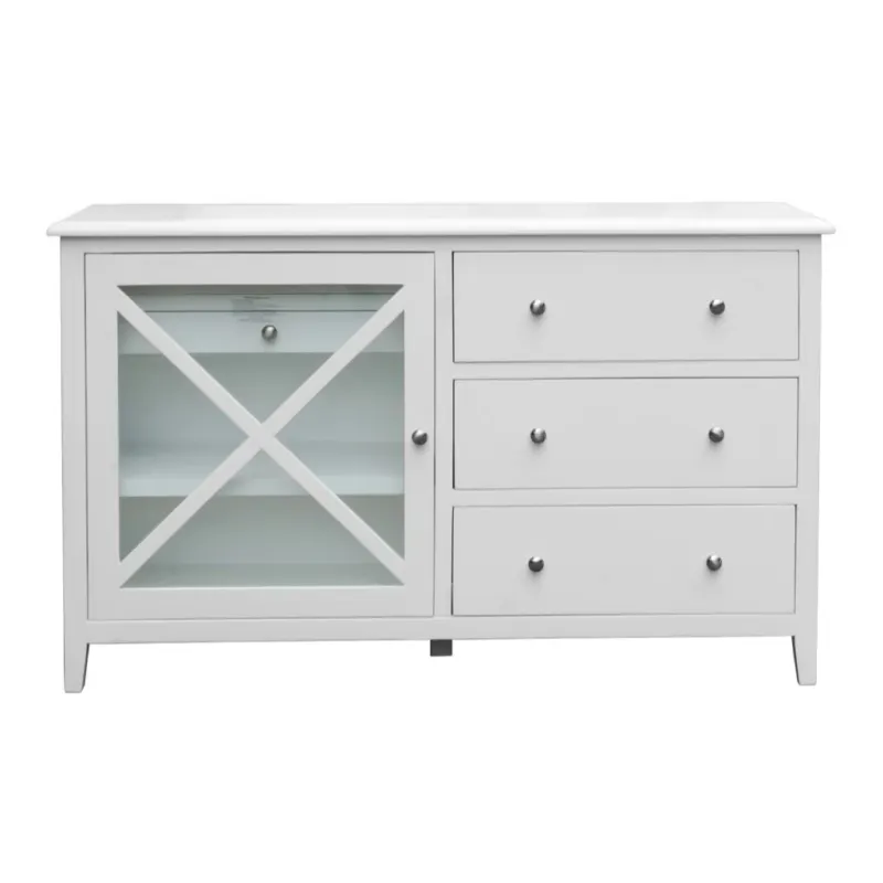 VI Hamilton Solid Timber 5 Drawer 1 Glass Door Dressing Table