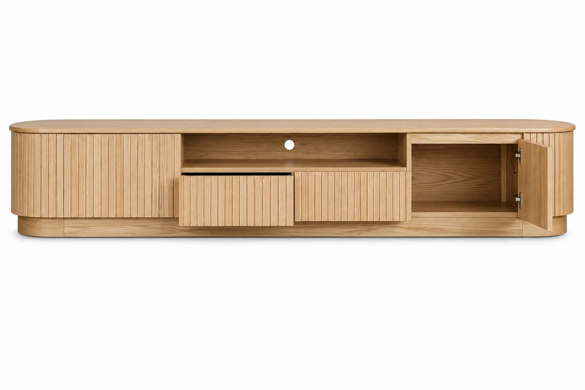 VI Adsila Solid Timber 2 Drawer 2 Door Entertainment Unit - 1.8M