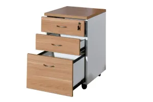 GP Office Fixed Desk Pedestal with 3 Drawers - Virginia Walnut thumbnail 2