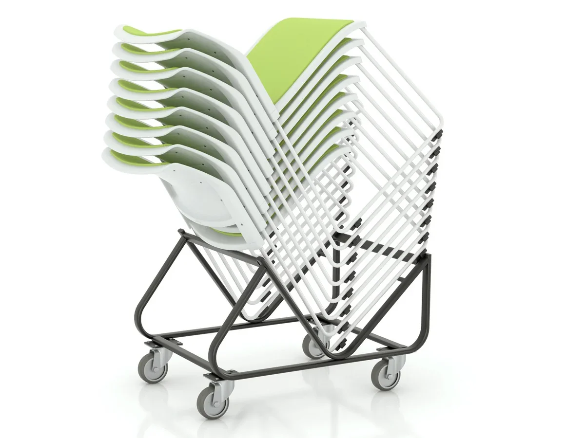 OL Game Hospitality Stacking Chair - Charcoal Shell Upholstered Seat thumbnail 4