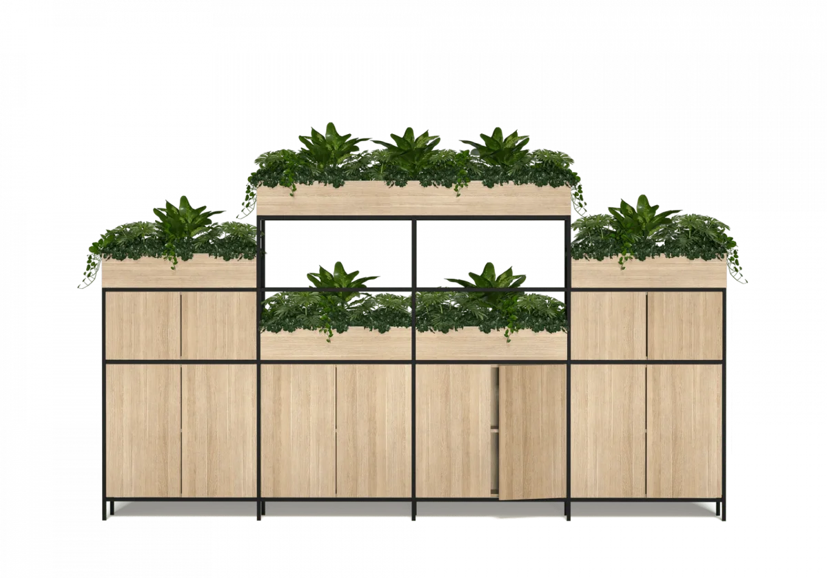OL Rhodes 12 Door 4 Bay Welded Storage with 18 Planter Box
