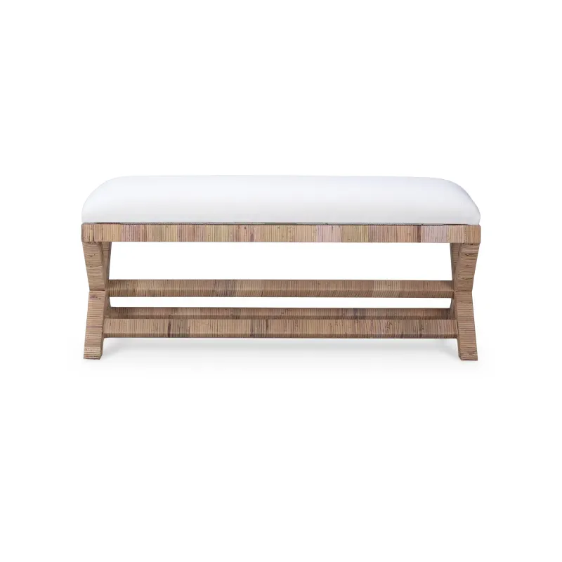 CR Renoir Natural Rattan Fabric Upholstered Bench 122cm