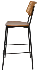 EZ Texas Metal Leg Rattan Back Barstool - Light Oak thumbnail 8