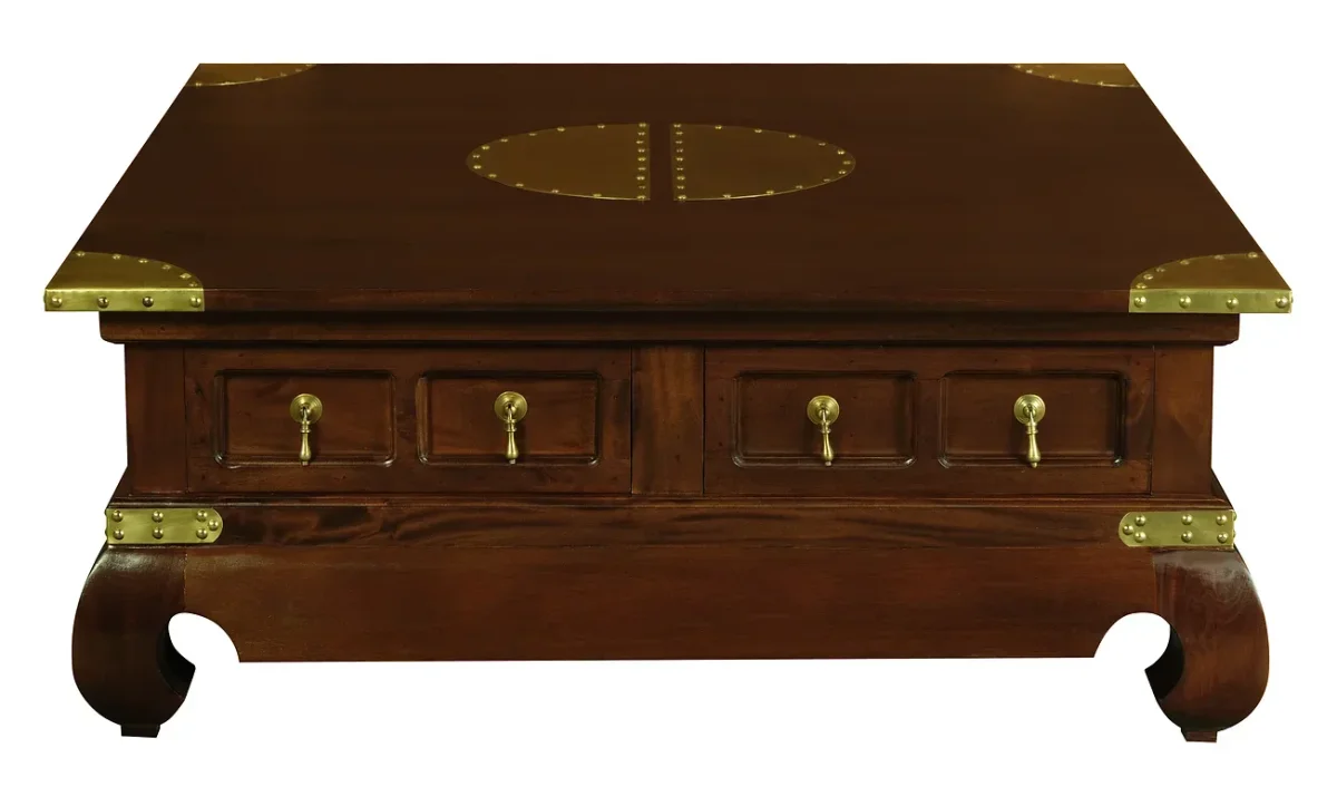 CT Dynasty Solid Mahogany Timber 4 Drawer Square Coffee Table