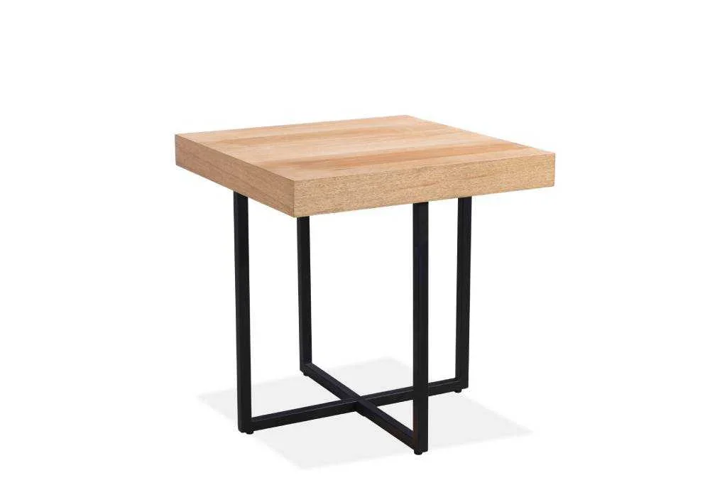 VI Boston Solid Timber Top Metal Legs Lamp Table