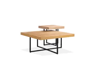 VI Boston MDF Top Metal Base 2 Piece Coffee Table Set thumbnail 2