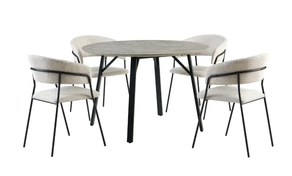 VI Primo Marble Look MDF Top 5 Pieces Round Dining Setting
