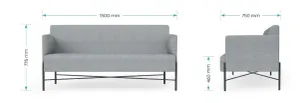 OL Avalon Fabric Upholstered Reception Area 2 Seater Sofa thumbnail 4